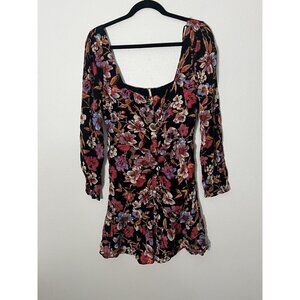 Free People Floral Mini Dress - Black, Red, Purple